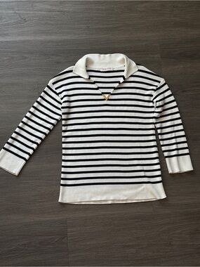 Valentino Striped Collared Knit Top